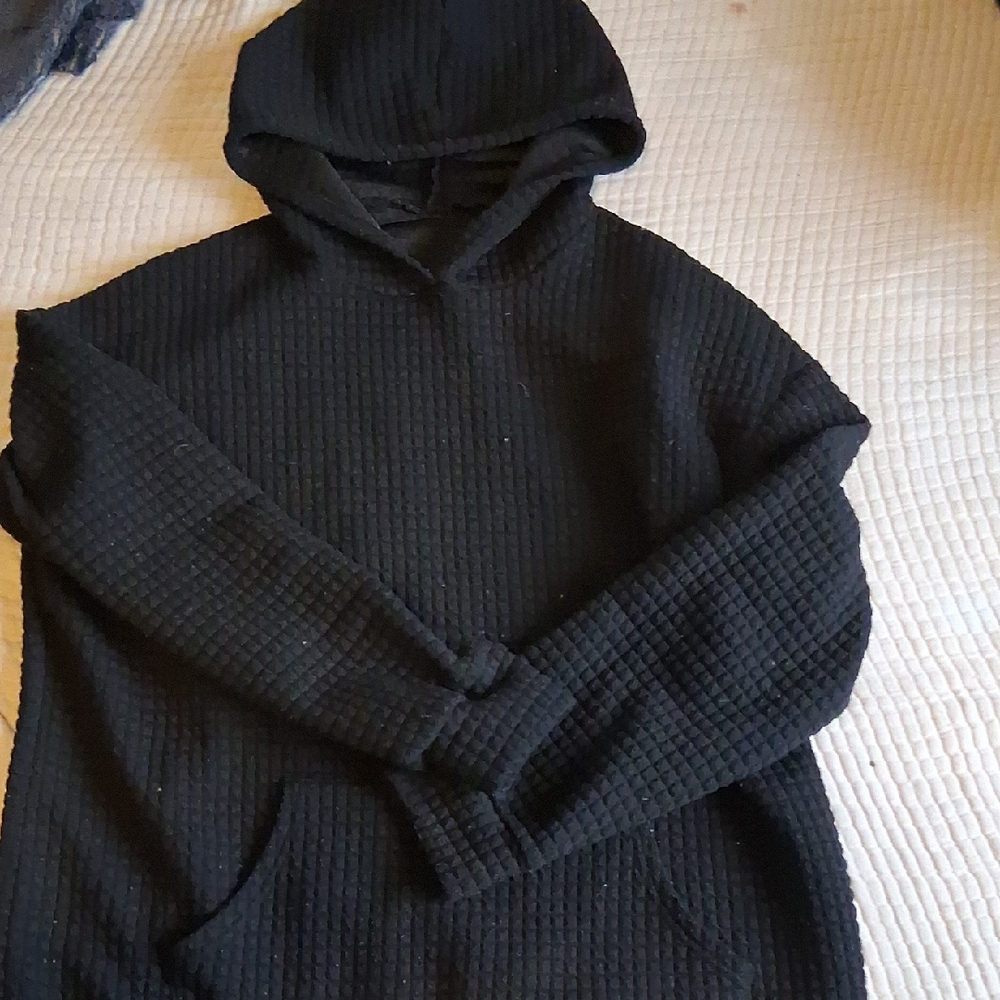Others Follow Black Waffle Knit Hoodie